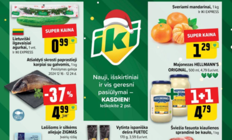 LIDL: Šilauogės – 62%, MAXIMA: Silkės ir lašiša „Zigmas” – 40%. RIMI, NORFA, IKI ir kt. 51 savaitės (2024.12.16–12.22) geriausios akcijos ir nuolaidos