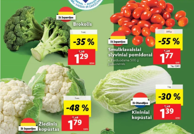 LIDL: slyviniai pomidorai – 55%, MAXIMA: kava Lavazza – 50%. IKI, NORFA, RIMI ir kt. 49 savaitės (2024.12.03–12.08) aktualiausios akcijos ir nuolaidos