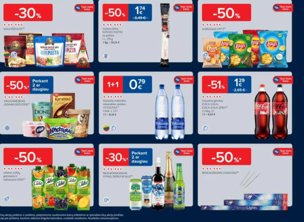 IKI: „Malsena” produktams – 40%, MAXIMA: Ledams – 50%. RIMI, LIDL, THOMAS PHILIPPS ir kt. 1 savaitės (2024.12.31–2025.01.05) aktualiausios akcijos ir nuolaidos