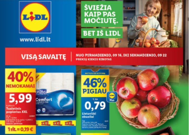 38 savaitės (2024.09.16-09.22) lankomiausių prekybos centru (LIDL, IKI, THOMAS PHILIPPS, AIBĖ, ČIA ir ŠILAS) naujausios nuolaidos ir akcijos